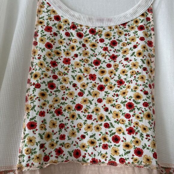 Floral Mix Top Blouse Womens Colorful Block Short Sleeve Round Neck Size… - Picture 2 of 8